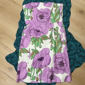 LOFT Strapless Dress in Pink Floral Print 12